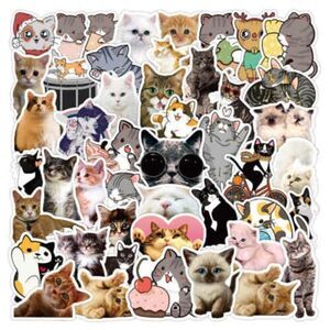 50 Cat Stickers - Cute Kitten Vinyl Decals